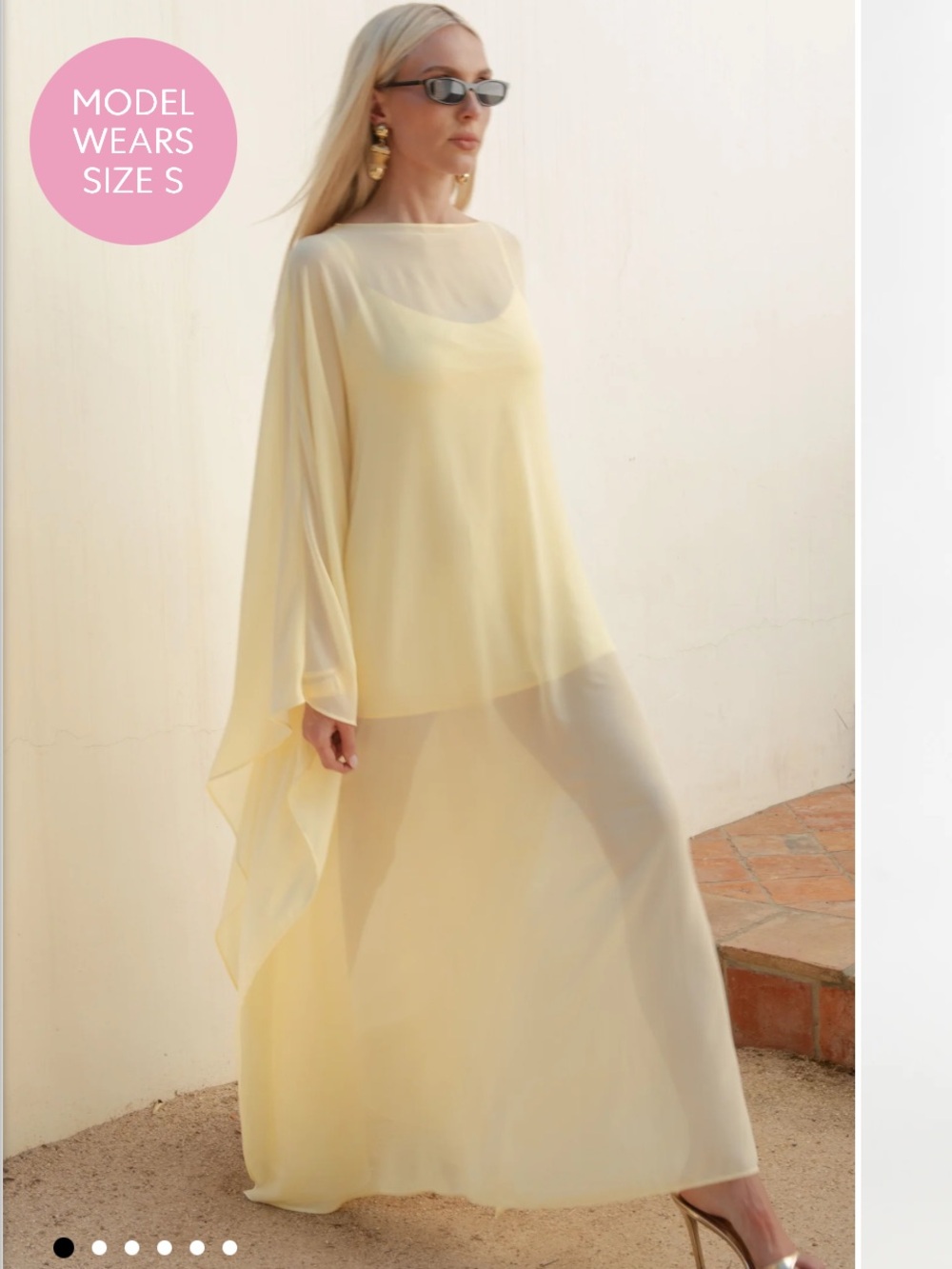 MUMU Sheer Maxi Dress in Yellow Size Large Like New